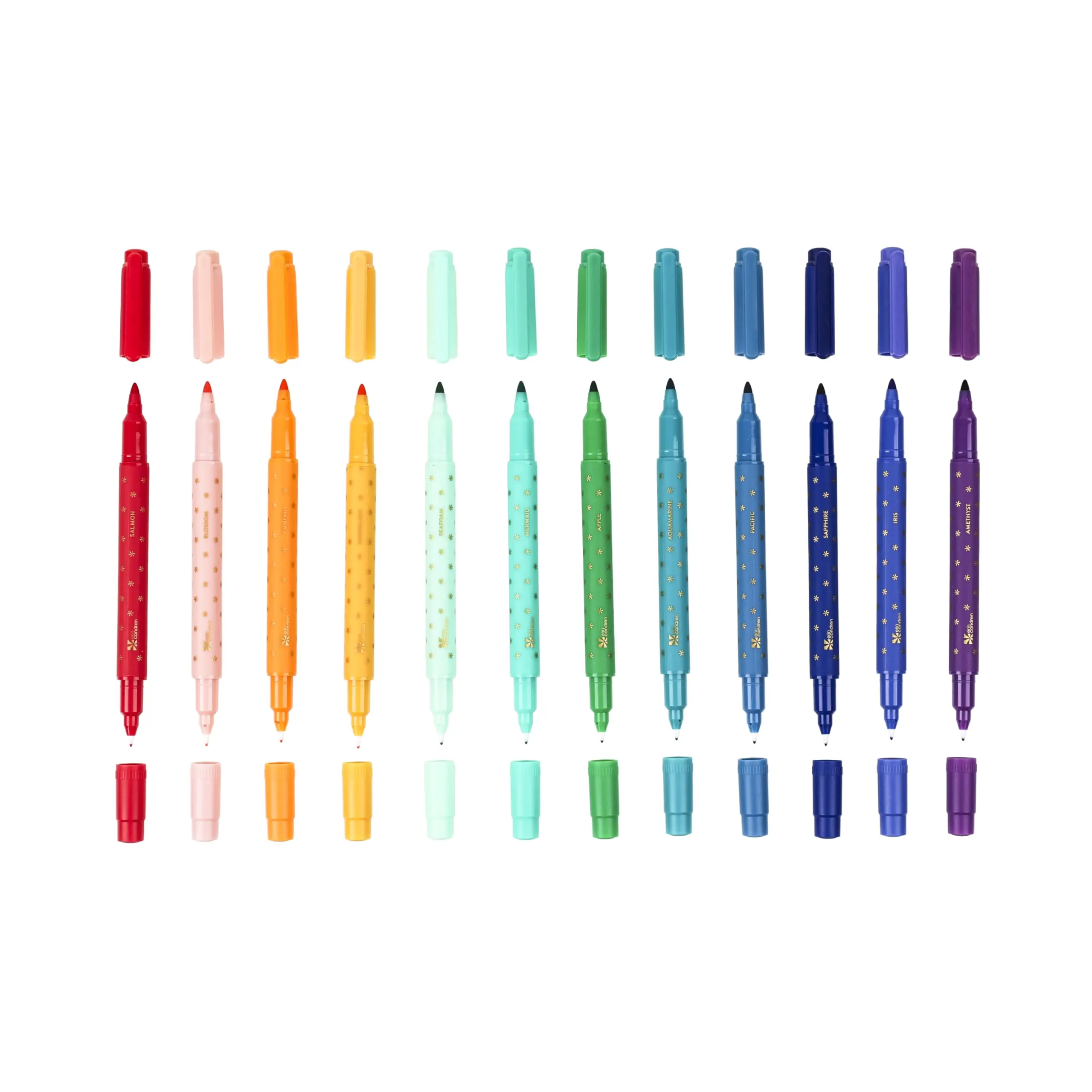 Dual-Tip Coloring Markers, 12-Pack - Asterisk Colorful Office Writing Supplies