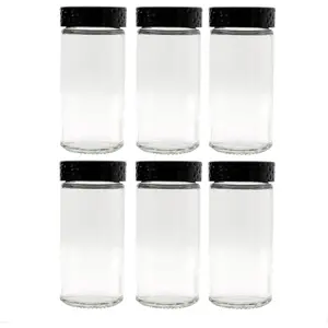 6 count Black  Jars, 3 oz Glass Seasoning Bottles, Spices Container, Empty  Jars,Round  Bottles with Airtight Plastic Caps with Shaker
