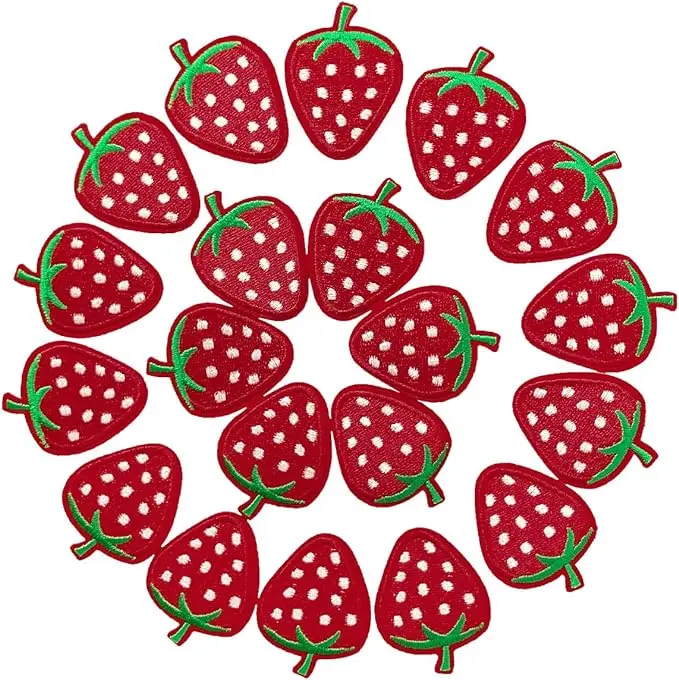 20Pcs Strawberry Iron on Patch, Embroidered Sew on/Iron on Patch Applique for Clothes, Dress, Hat, Jeans, DIY Accessories