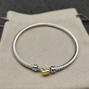 S925 sterling silver new 4mm Heart bracelet neutral fashion personality trend hip hop simple retro luxury jewelry party gift