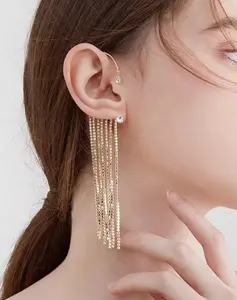 Emma Rhinestone Tassel Ear Cuffs (Pair)