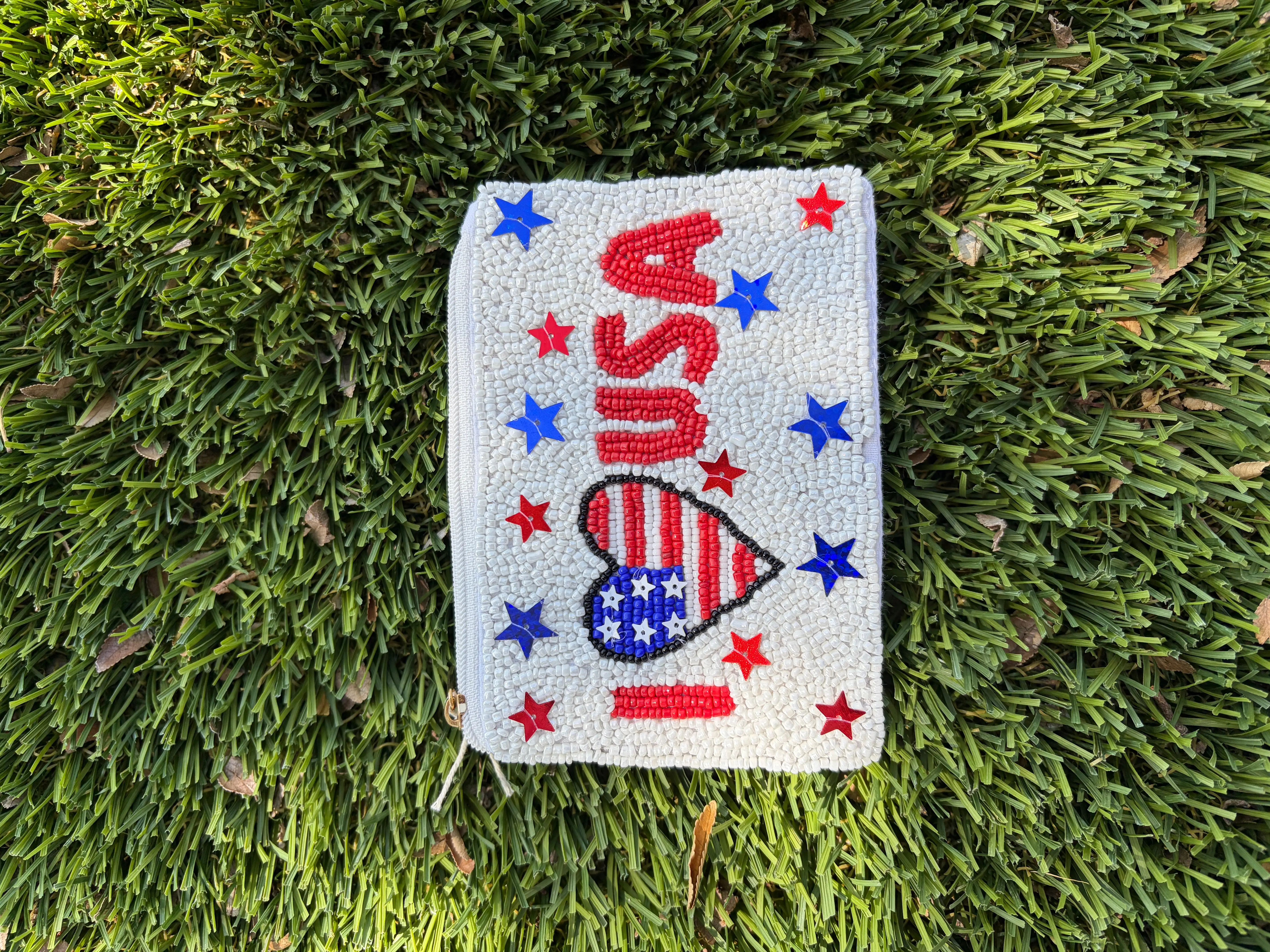 Handmade Beaded “I ❤️ USA” Coin Purse