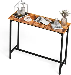 summervibes 43 Inch High Top Bar Table, Wooden Rectangular Narrow Long Counter Height Pub Table, Multi-Scene Use for Kitchen Living Room Dining Sofa Entryway, Brown