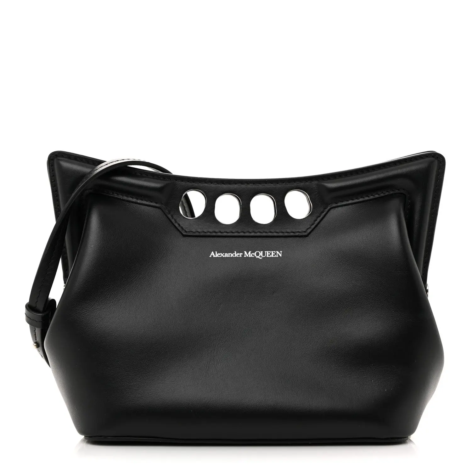 Pre-owned Alexander McQueen Calfskin Leather Shoulder Bags Calfskin The Peak Mini Bag Black