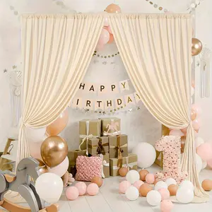 2-Piece Ivory Color Pole Elastic Fabric Background Decoration, Pure Color Hanging Spandex Material, Ideal for Parties Weddings Events, Birthday Party Decorations