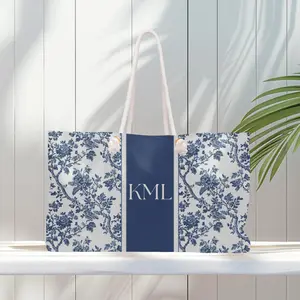 Monogrammed Tote Bag, Large Beach Bag for Bachelorette Trip, Large Tote Bag with Initials for Bridesmaid Gifts, Custom Travel Carry on for Her