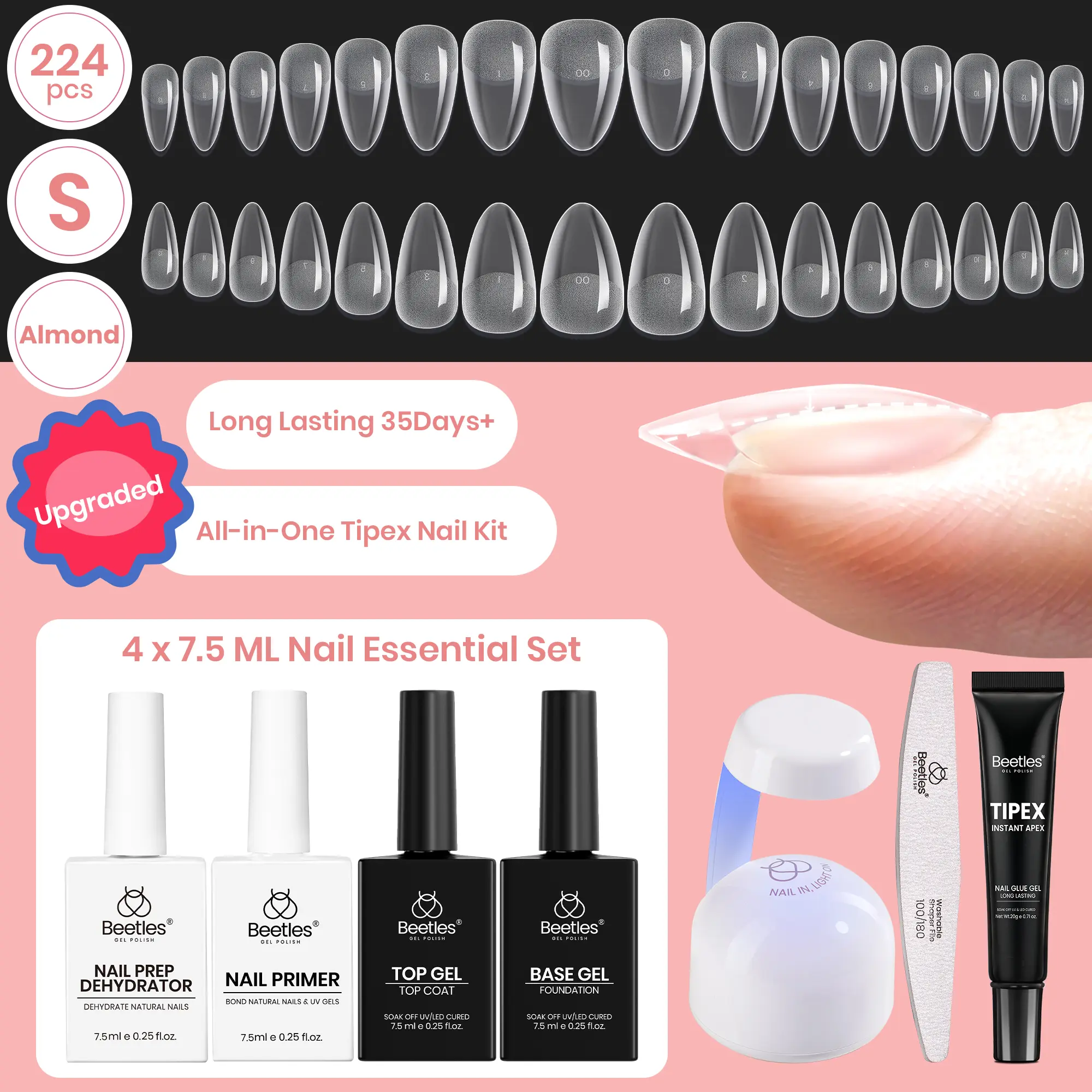 Short Almond 【Kit】16 Sizes-224 Pcs