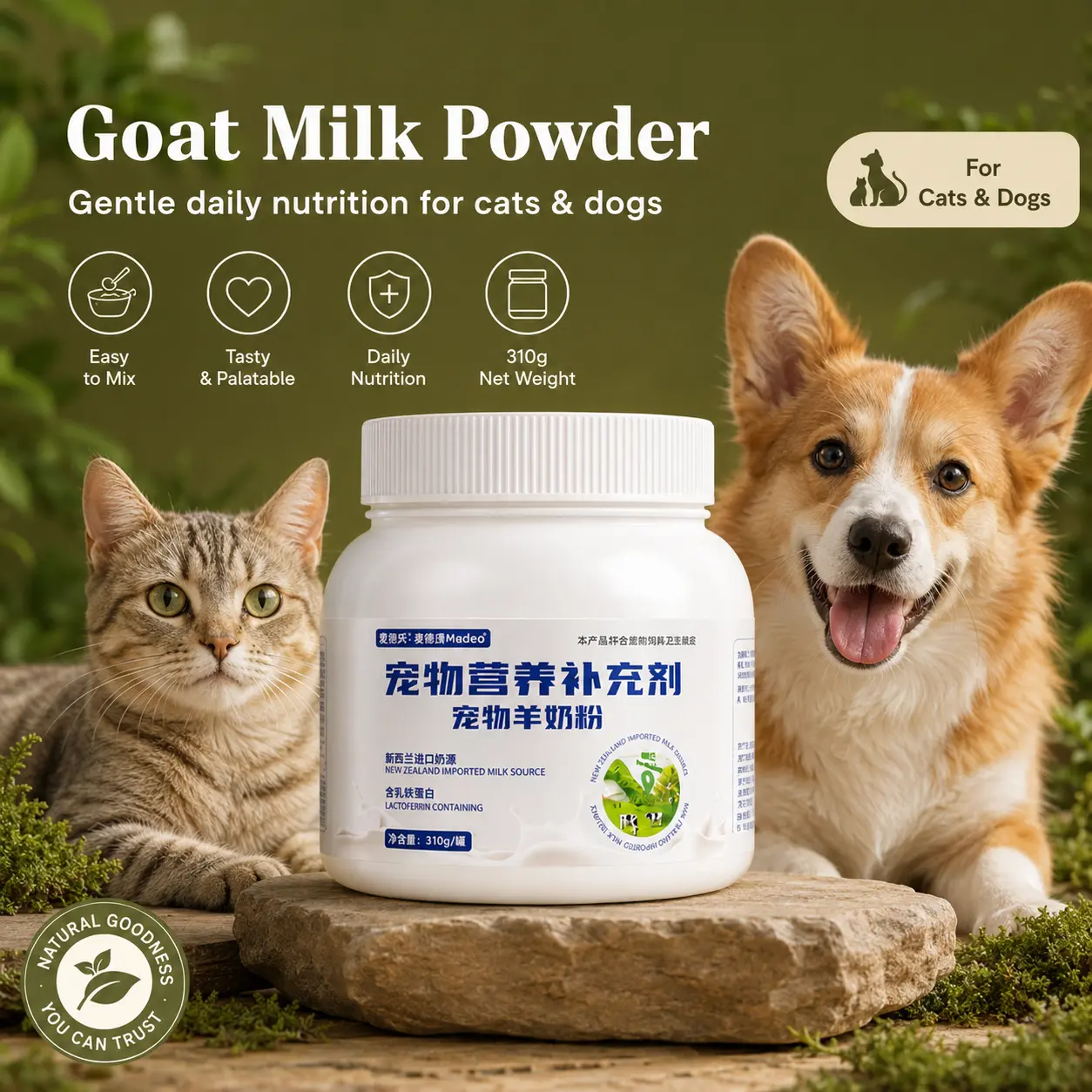 LOVE PET PROSPER Goat Milk Powder for Dogs & Cats, 310g Pet Milk Supplement for Puppies, Kittens, Adult Pets, Nutrition, Digestion and Daily Wellness Support | COD