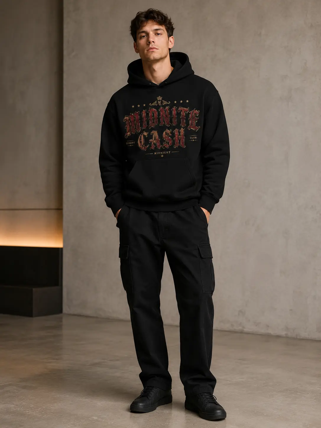 Men's Planet Graffiti Graphic Hoodie, Oversized Black Pullover Sweatshirt, Front and Back Print Y2K Streetwear Top