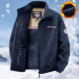 Men's Premium Fleece Lined Jacket, New Autumn Winter Warmth and Windproof Coat with Trendy Sherpa Fabric, Graphene Black Technology Lining for Cold Weather Insulation, Casual, Stylish, Versatile Outerwear, Perfect for Fall and Winter