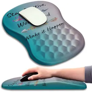 Mouse Pad Wrist Support, Ergonomic Mouse Pad with Massage Dot, Comfortable Computer Mouse Pad for Laptop, Wrist Rest Pain Relief Mousepad with NonSlip PU Base for Office , 12 x 8 in