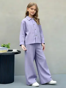 Girls Long Sleeve Shirt Pants Set, Striped Sets, College Style Spring Autumn Inner Layer & Outerwear, Suitable for 3-10 Years Boys Girls, Casual Cute Fashion