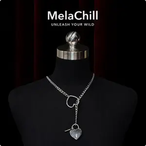 MelaChill Silver Lariat Heart Key Choker, Fashion Costume Jewelry Accessory