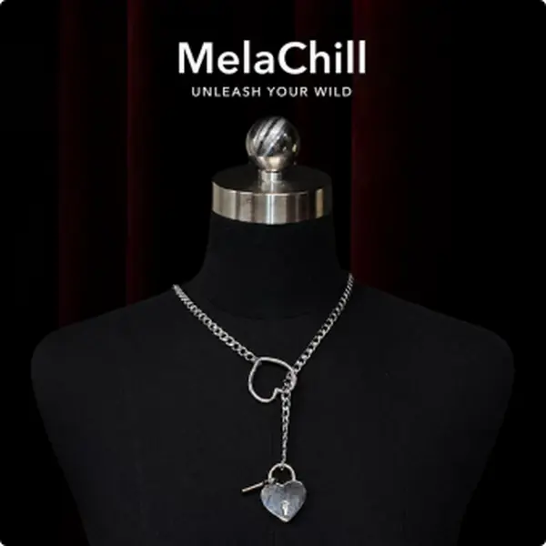 MelaChill Silver Lariat Heart Key Choker, Fashion Costume Jewelry Accessory