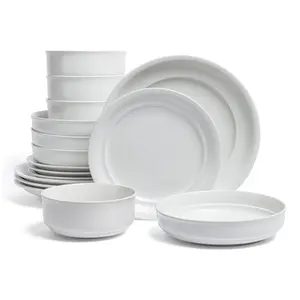 over&back Rimmed 16-Piece Semi-Matte Stoneware Dinnerware Set