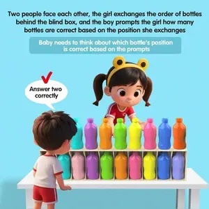 21-Piece Fun Color Guess Bottle Challenge Game Set, Kids Drink Pairing Memory Logic Training Toy, Educational Board Game, Family Game, Perfect Christmas Birthday Gift