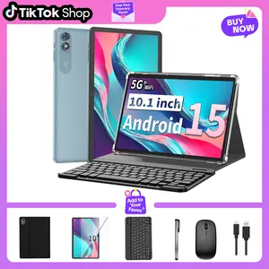 【TIKTOK GiftedInLove】PYNAREL 10.1 inch Android 15 Tablet , 2.4G/5G WiFi, 2 in 1 Tablet with keyboard, Case, Mouse, Stylus, Protective Cover,for Valentine’s Day Gift