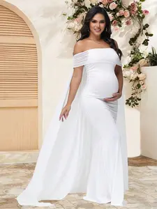 LAFERLIN Mesh Exposed Arm Pregnancy Robe Cloak Floor Length Women Outfit Fairycore