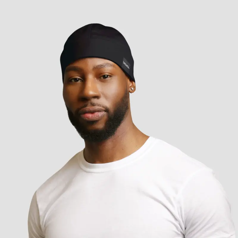 Hairbrella Waterproof Satin Lined Nap Cap w Integrated Eye Mask Mocha NIP Satin-Lined Sleep Cap | Hairbrella main image 2