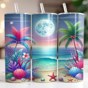 Beach | 20oz Skinny sublimation transfer print out (TRANSFER ONLY, NOT A FINISHED TUMBLER)