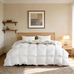 Feather down fiber comforter, twin size; premium ultra-soft, breathable duvet insert with high fill power, gray; all-season luxury hotel bedding comforter (white, twin).