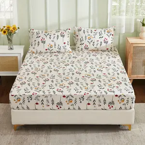 SoftHaven Home Made in USA 3-Piece Multicolor Floral Leaf Print Bedding Set, Soft Comfortable Fitted Sheet & Pillowcase, Reusable Washable Polyester Bedding for All Bed Sizes