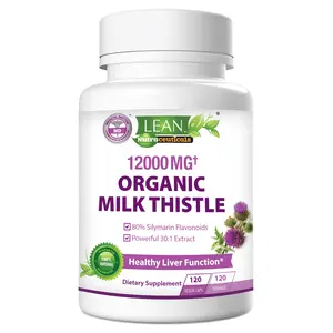Liver Cleanse & Detox, Organic Milk Thistle 12000 Mg 120 Day Support Supplement, 30X Seed Extract with Silymarin Pills, MD Pure Herbal Kidney Lung Health Fast Active Aid Formula 120 Capsules Healthcare Edible