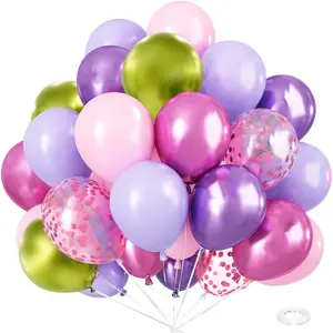 Light   Green Balloons Birthday Party Decorations-48Pcs 12inch Assorted Metallic Hot   Balloon,Confetti Latex Baloons Kit for Princess  Fairy  Garden Jungle Theme Party