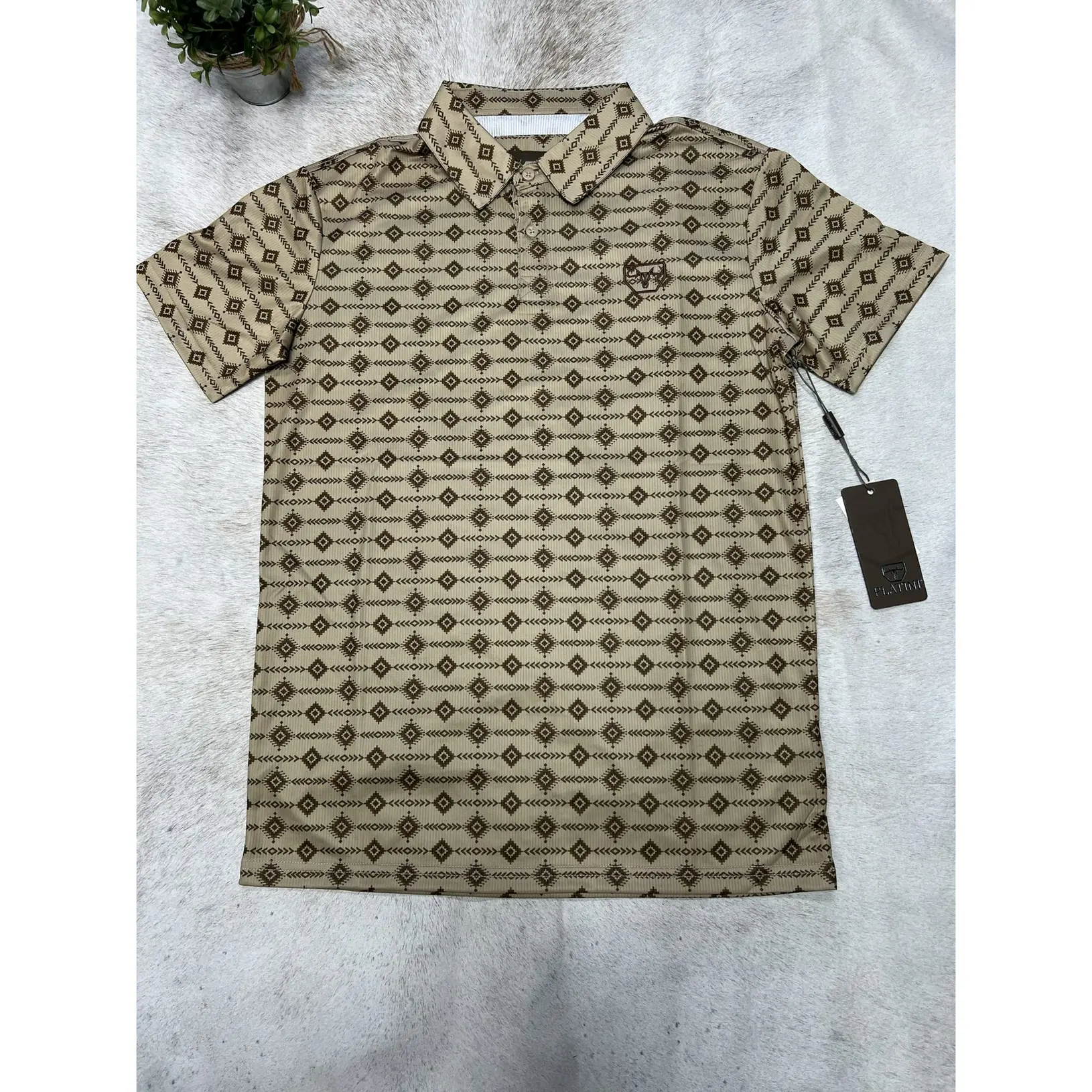 Platini Lucas Modern Fit Printed Polo Aztec Beige
