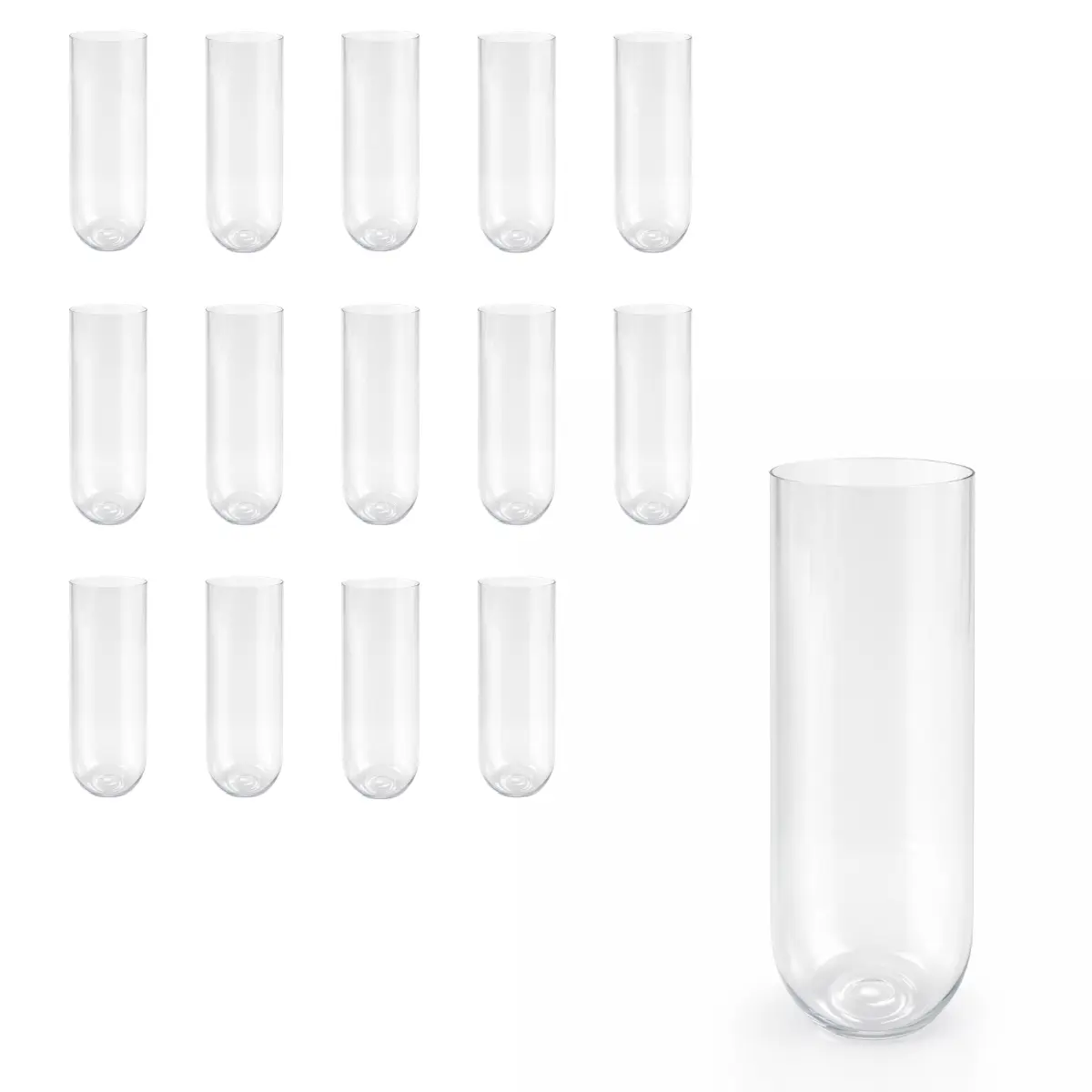 Shatterproof Champagne Flutes – 9 oz Clear Plastic Stemless Champagne Glasses, BPA-Free Reusable Party Flutes, 6" Tall – Set of 12