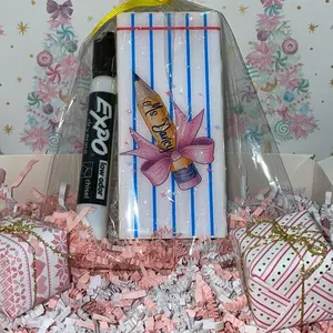 Teacher Christmas Gift with Pink Bow and Pencil Eraser