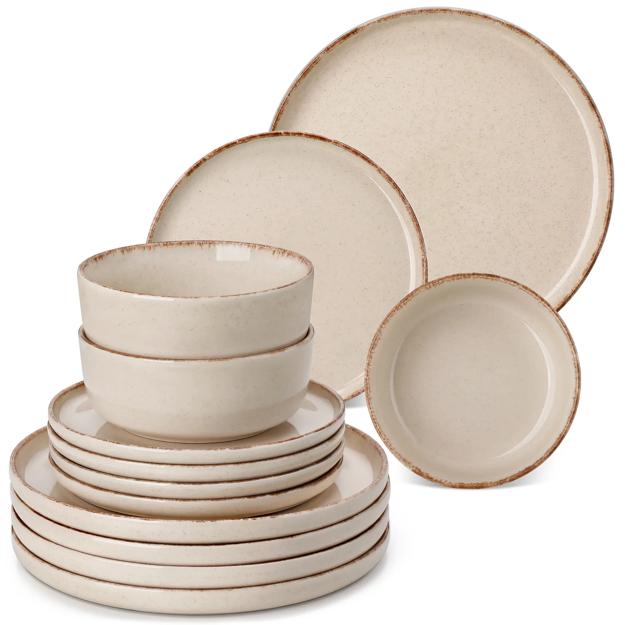 18-Piece Set (Serves 6, No Pasta Bowls) – Beige
