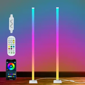 Led Corner Floor Lamp USB Powered with App & Remote Control, IC+RGBW Color Changing Led Lamp Music Sync, Timer Setting, Standing Lamps for Living Room Lamp Bedroom Gaming Room