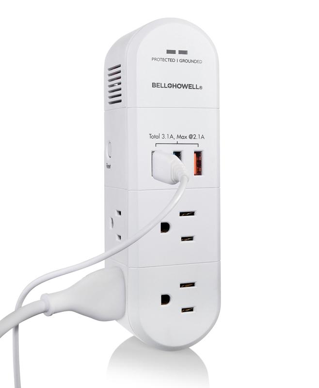Bell + Howell Swivel Power, Power Strip w/Surge Protection Rapid, Swiveling Charging Station USB Outlet Extender – with Electrical, USB-C, USB-A 125VAC / 60Hz / 10A / 1250WMax, UL STD 498A