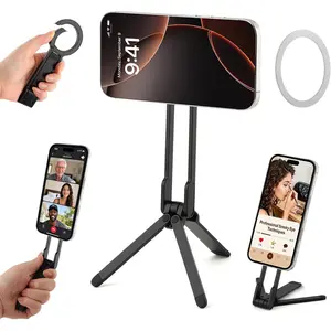 Phone Tripod, Alloy Flexible Tripod for Cell Phones,Travel Essential Adjustable Smartphone Stand for Desk/Handheld Compatible with i-Phone 17/16/15/14/13/12