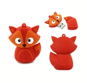 2.0 or 3.0 in 16gb - 32gb - 64gb - 128gb Red Orange Fox Animal Novelty Cute Gift USB Flash Thumb Drive
