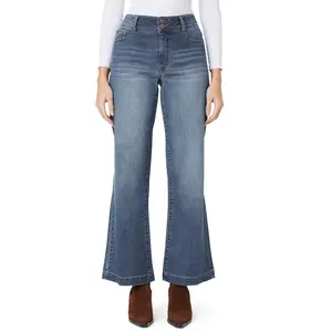 Angels Forever Young Women's Everbreeze Curvy High-Rise Relaxed Flare Jeans, Geneva, 8