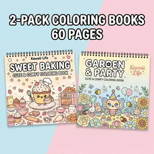 Adult Coloring Books - 2pcs Garden & Sweet Baking Theme | 60 Pages of Opaque, Super-Sensitive Paper | Beginner-Friendly with Stunning, Vibrant Illustrations and Clear Lines | Perfect for Fun Decoration, Gifts for Easter, Birthdays, and Valentine's Day