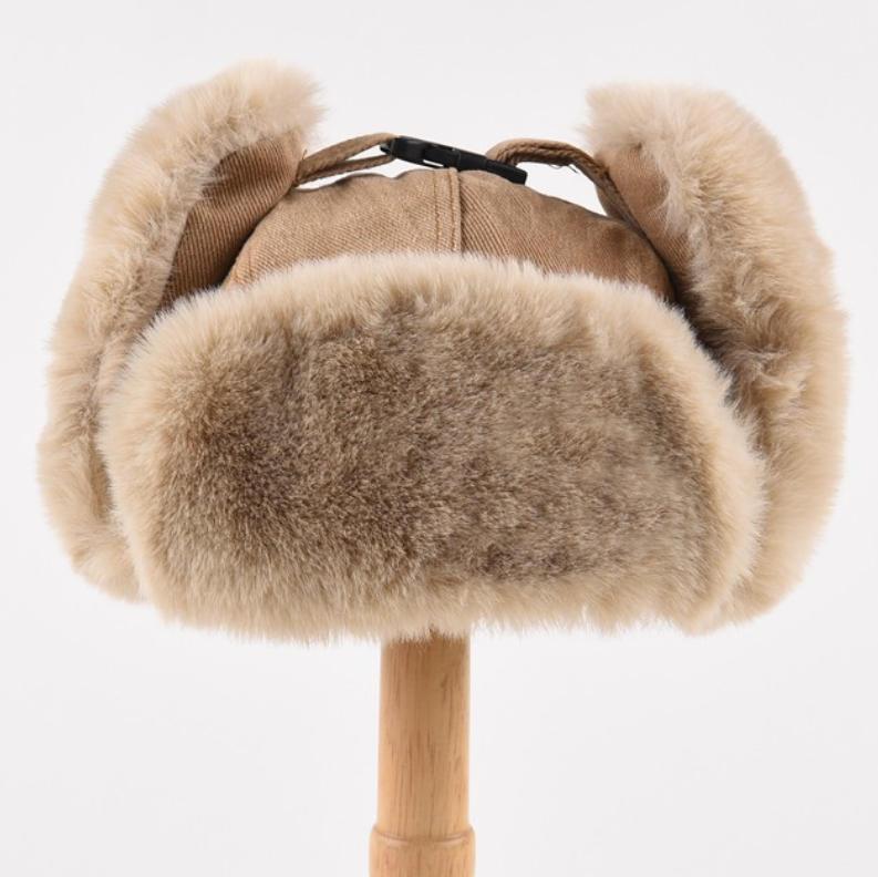 Thickened Lei Feng hat windproof and warm ear protection riding hat plush chain cotton hat fashionable hat