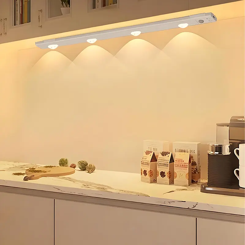 Ultra-thin Cat's Eye Ambient Light, LED Motion-Sensor Cabinet Light, USB-Rechargeable and Dimmable, Hill-Wave Design For Cabinets, Bar Cabinets, Bedroom Decorative Lighting; No Wiring Required, Self-Adhesive