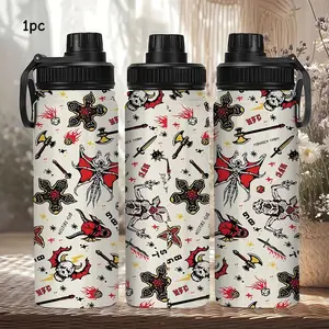 1pc 20oz Stranger Things Monsters & Dice Stainless Steel Water Bottle, Drinkware Tumbler, Christmas Gift, Thanksgiving Gift, Birthday Gift, Outdoor Camping Mug