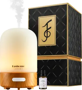 Essential Oil Diffuser Hand Blown Glass, 100ml Small Aromatherapy Diffuser, Auto Shut-Off Function, Ultrasonic Diffusers for Essential Oils, Cool Mist Humidifier with Warm White Lights（White）