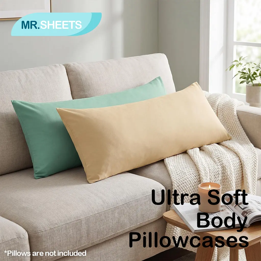 NTBAY 2-Pack Brushed Microfiber Body Pillowcases (20x54 in), Velvet-Soft Touch, Cloud-Soft Feel, Hair-Kind Smooth, Fade-Stay Vibrant, Envelope Closure, Wrinkle-Resistant, Easy-Care, Breathable Sheets