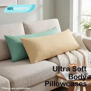 NTBAY 2 Pack Brushed Microfiber Body Pillowcases 20x54 Inches, Soft Long Body Pillow Covers with Envelope Closure, Wrinkle & Fade Resistant, Easy Care