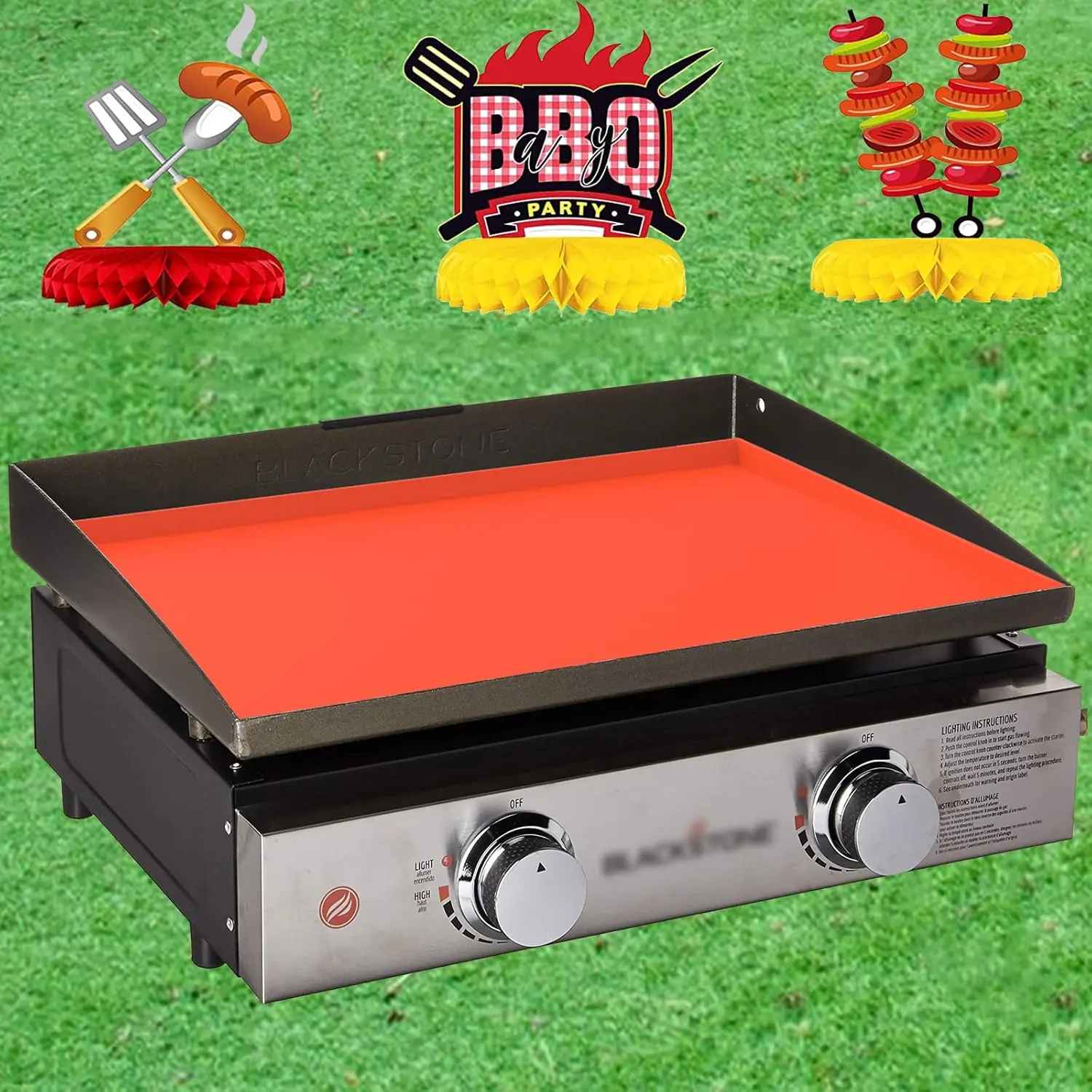 Blackstone 22" Silicone Mat for Griddle Top, 100% Silicone Protective Cover, Heavy Duty, Non-Stick, Reusable, Dirt & Rust Protection - Utensils