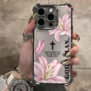 Unique Lily And God’s Plan Phone Case Boasting A Clear Transparent Base And Durable Four-Corner Airbags Suitable For iPhone 17 16 15 14 13 12 11 Pro Max Samsung Galaxy S25 S24 S23 S22 full coverage lens protection shockproof shell