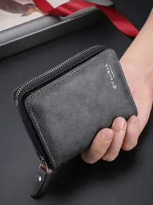 Father's Day Gifts, Men's Business Fashion Zipper Short Wallet, Casual Trendy Multi Card Slot Card Holder, Simple Style Wallet for Work & Daily Use