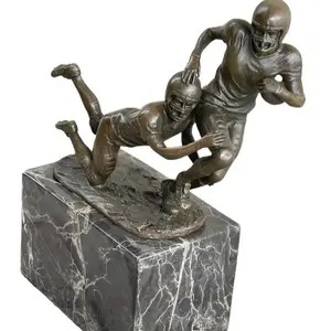 American Football NFL AFL Athlete Bronze Sculpture Statue Trophy on Marble Base