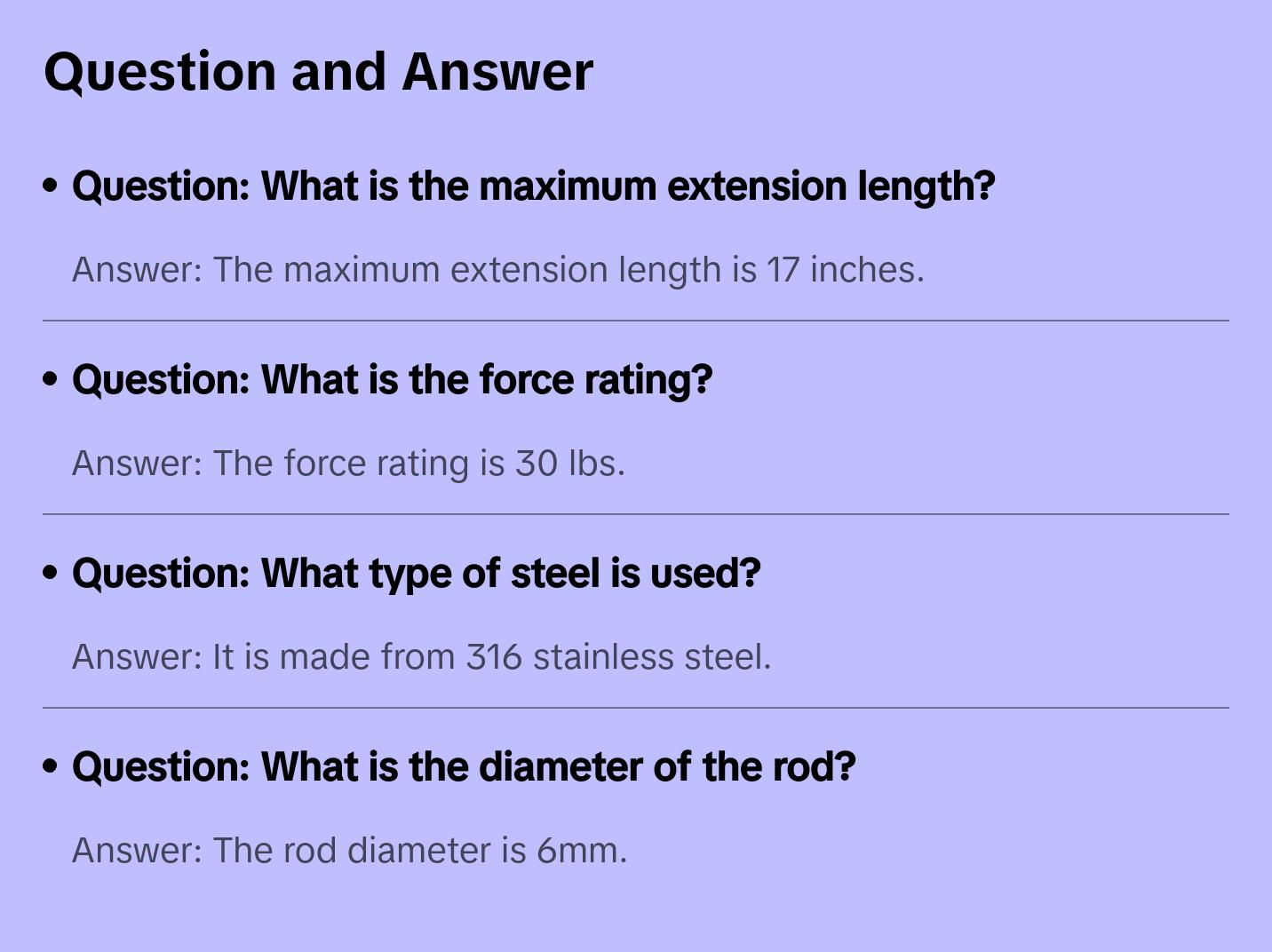 Whitecap 17" Gas Spring - 30lb - Stainless Steel