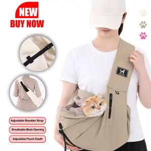 PAWPUBBY Breathable Air-Layer Pet Sling: Lightweight Spring Travel Dog Carrier with Safety Clip & Padded Shoulder Strap – Fits Small Dogs & Cats to 20lbs